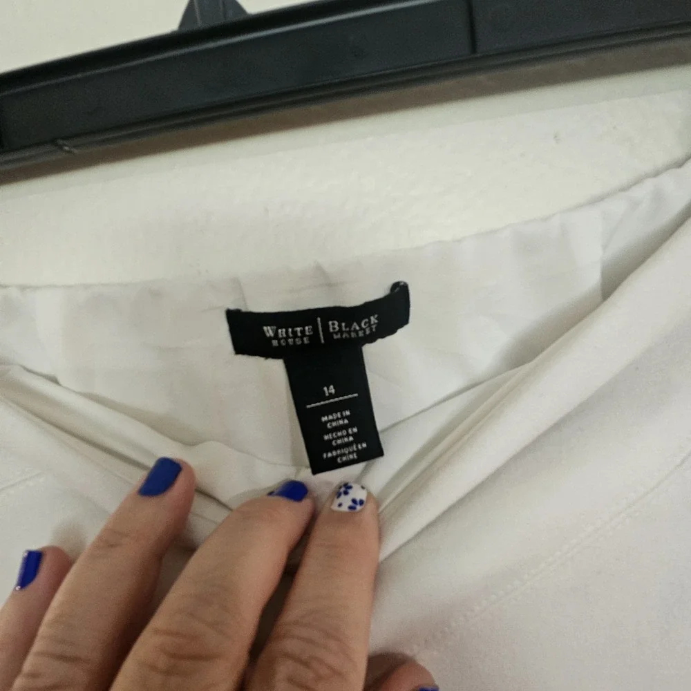 White Hse Black Mkt Women's 14 Off White Cream Diagonal Seam Pencil Skirt-AS IS
